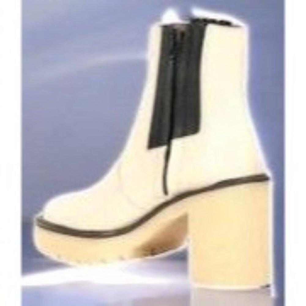 Free People Womens White James Chelsea Boot Chunky Heel NEW 9.5 / 39.5 MSRP $188 - Picture 3 of 12